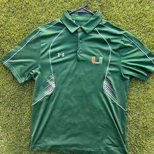 Under Armour University of Miami Hurricanes Green Performance Polo Shirt Men's M